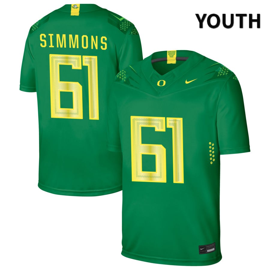 Oregon Ducks Youth #61 Josh Simmons Football College Authentic Green NIL 2022 Nike Jersey OYG21O3N